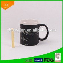 black ceramic chalk mug