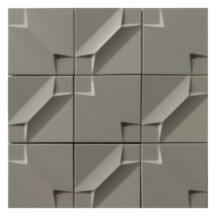 4X4 Square 3D Effect White Decorative Cement Color Mosaic Tiles for Floor