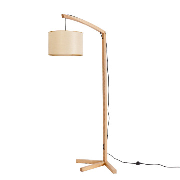 LEDER grote houten vloerlamp