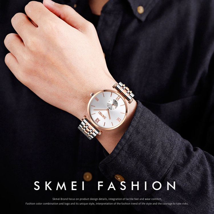 SKMEI 9198 High Quality And Price Custom Couple Watches Couple's Fashion Watch Stainless Steel Watch Custom For Man Women