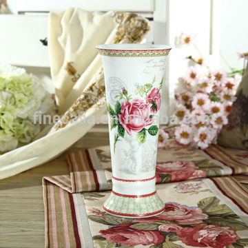 Elegant Rose Design Fine Porcelain Vase of Spring in Paris