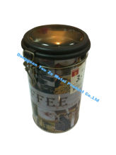 Cylindroid Black Tin Tea Canisters For Coffe / Candy / Powder