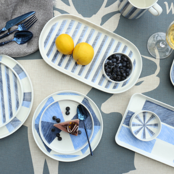 New products10 inch geometric pattern pizza plate turkey porcelain plate rectangle plate design