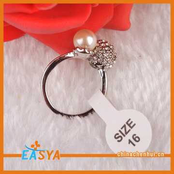 High Quality Silver Crystal Ball Pearl Wedding Ring