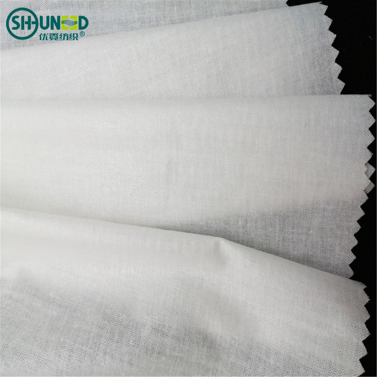 OEKO 100% Cotton Soft Shirt Collar Interlining Woven Fusible 110gsm Lining for Formal Shirt