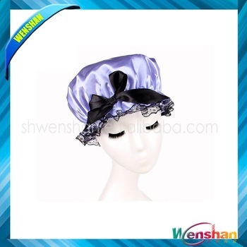 simple satin fishion double shower cap