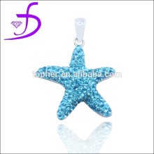 starfish series shiny CZ silver pendant