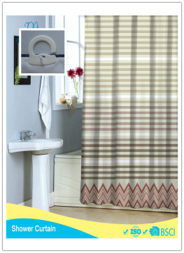 gradient ramp stripe polyester printed shower curtain hookless