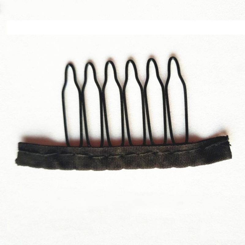 Small size black color 6 teeth wig metal hair clip, 100 pieces/lot cloth comb wig clips in bulk, wig clip in comb