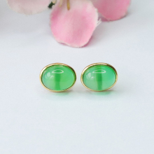 Wholesale S925 Silver Oval Shape Natural Stone Earrings - Including Precious Stones, Gemstones, and Chalcedony Stud Earrings