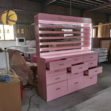 pink nail display cabinet