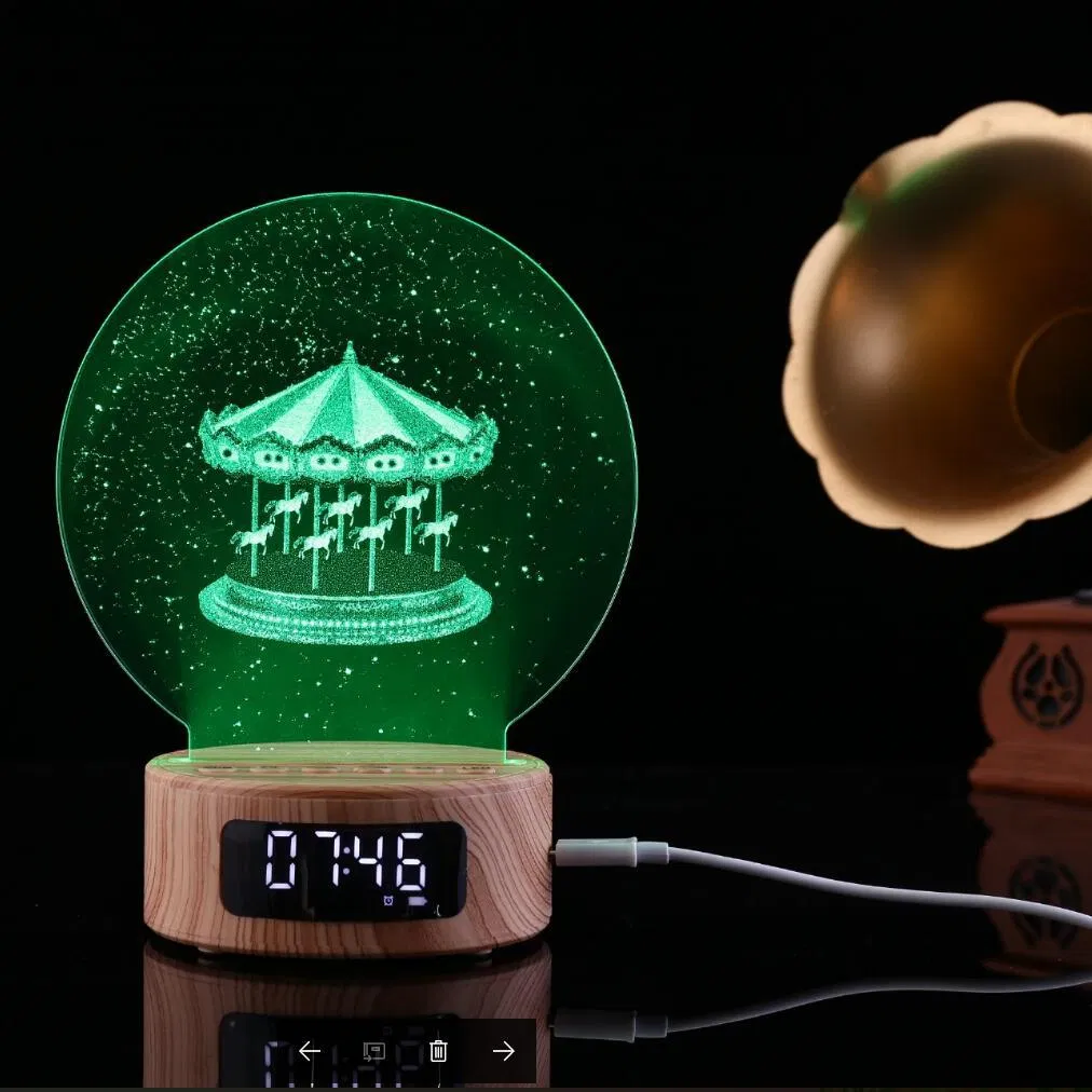 Colorful LED Night Light with Bluetooth Speaker and Alarm Clock