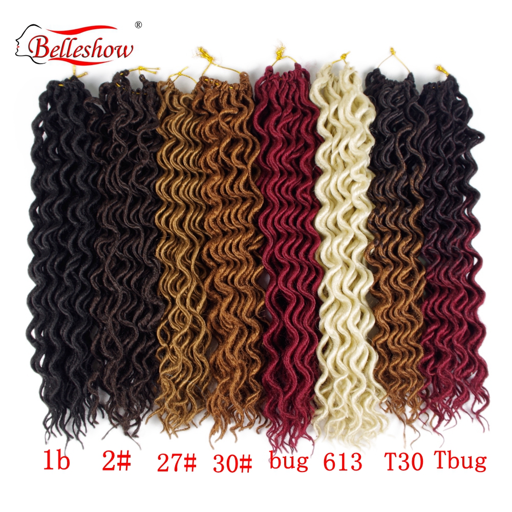 Bellshow synthetic faux locs hair braid wavy faux locs wholesale faux locs wholesale crochet  curly wave  braids