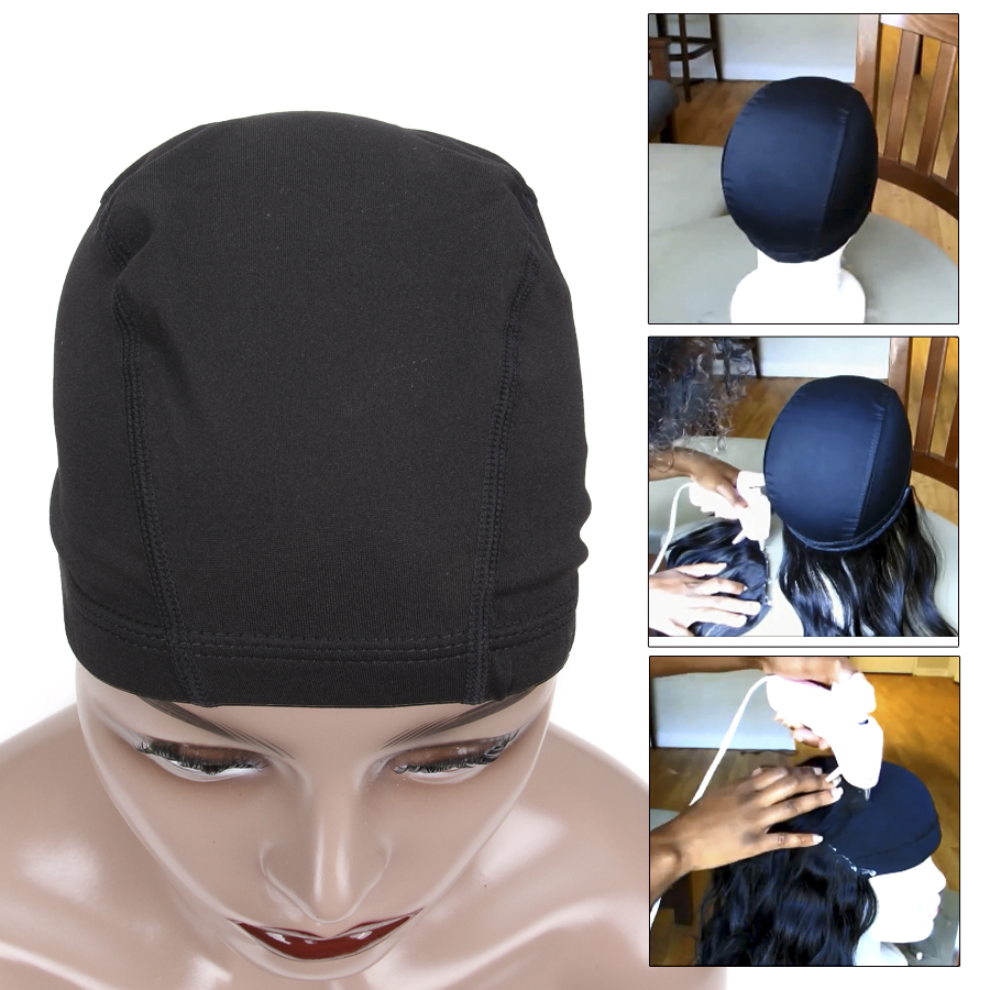 AliLeader svart färg Spandex Dome Peruk Cap för att göra peruker