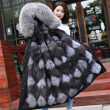 custom size winter warm hooded parka fur jacket real fox fur parka