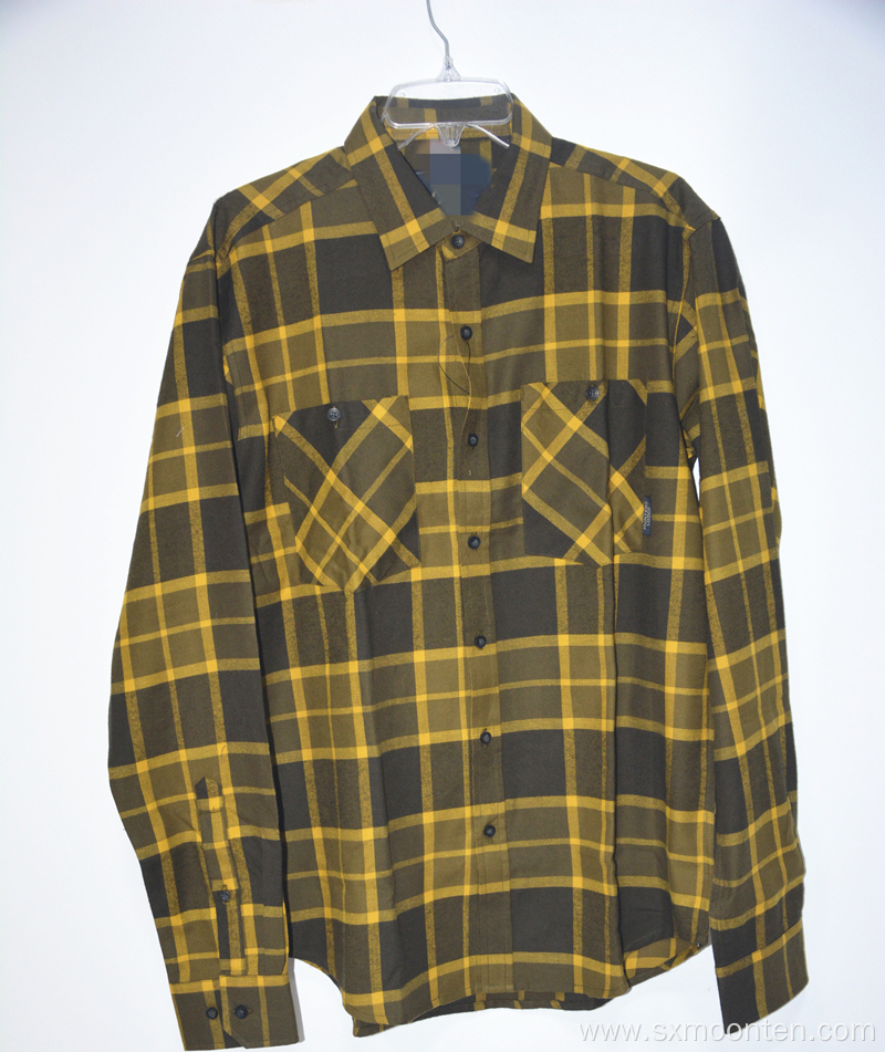 Cotton Long Sleeve Men Flannel Plaid Shirt