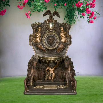 Western Style cast bronze wall fountain with figure statues