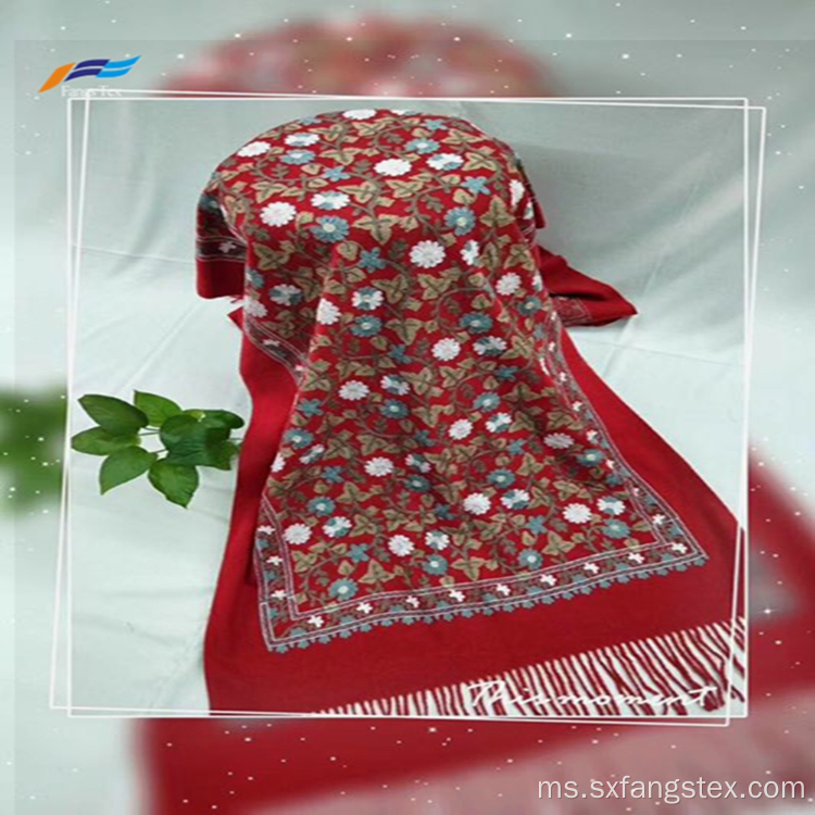 Tudung Poliester Bordir Bunga Reka Bentuk Elegan