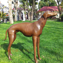 outdoor lost casting wax bronze decorative greyhound statue for garden