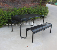 Steel picnic table and benches metal street furniture
