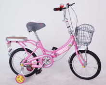 Girl styles child folding bicycles