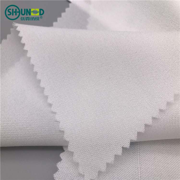 Woven Fusible Interfacing Interlining Fusing Buckram Fabric Double Dot Pa Coating Bi-stretch 100% Polyester for Facing and Lapel