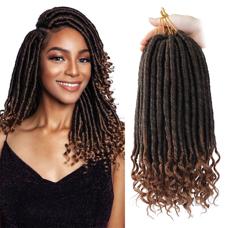 Julianna Synthetic Hair Extensions With Curly Ends Goddess Locs Crochet Hair Staight Faux Locs With Curly Goddess Faux Locs