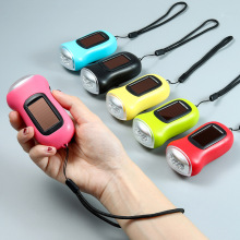Mini Hand Crank Solar-Powered LED Flashlight