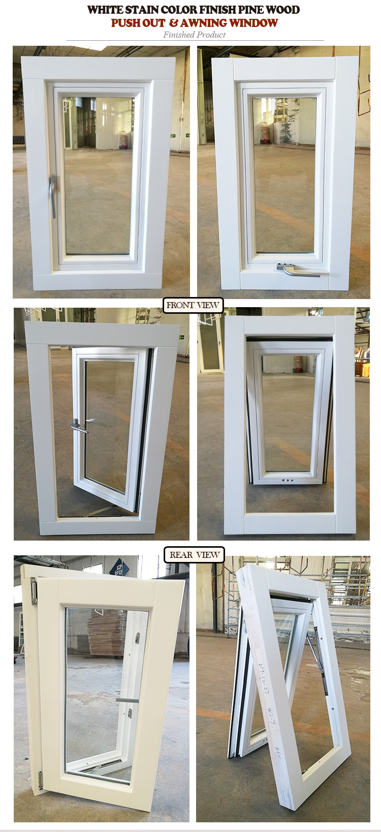 15 Days lead time NFRC double glazed pine wood removable screen frame outward opening windows