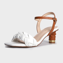 2021 knitted strap square toe round heel sandals