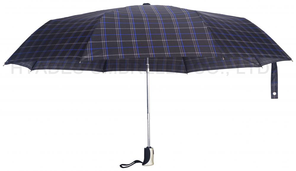 Parapluie pliant à 3 carreaux bleu marine