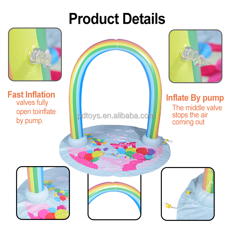 Factory Customization sprinkler inflatable water game toy rainbow arch splash water mat