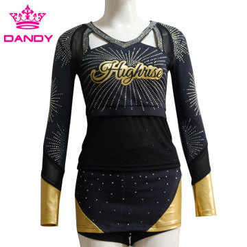 Black and golden sublimated cheerleading uniforms