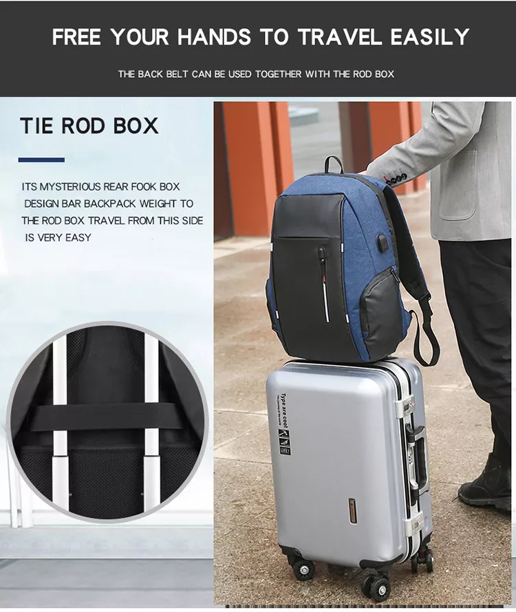 15,6 ίντσες ανθεκτικό πολυεστέρα αδιάβροχο Business Laptop Backpack με USB υπαίθρια αθλητική τσάντα αθλητικών ταξιδιών