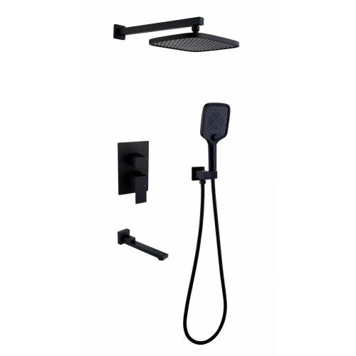 MILANO Shower System with Waterfall Tub Spout-12 Inches Rain Shower Tub Faucet Set with Square Showerhead and Handhle