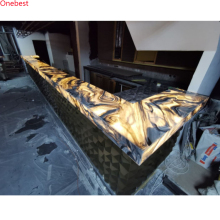 3D Metal Mosaic Design Disco Hotel Lounge Bar LED Onyx Agate Stone Counter Top