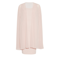 OEM elegant plush chiffon knee length short plus size dress with cape