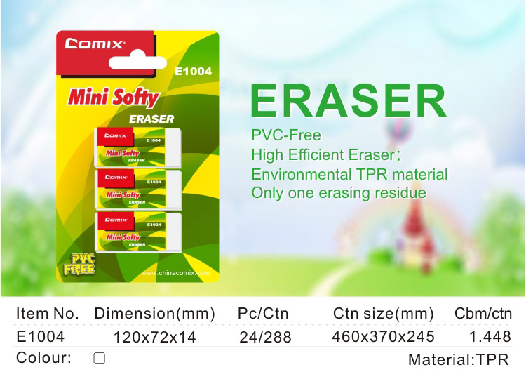 Office Eraser TPR Material Three in A Pack Custom Shaped Eraser