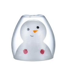 Snowman Bear Shape Double Wall Glass Drinking