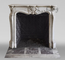 Natural three-shell Carrara white marble  fireplace