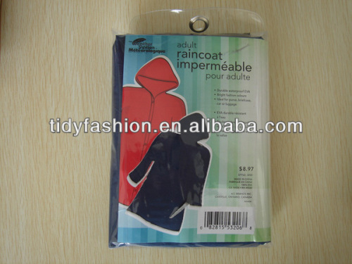 Waterproof Hooded Black PVC Raincoat With A Pouch