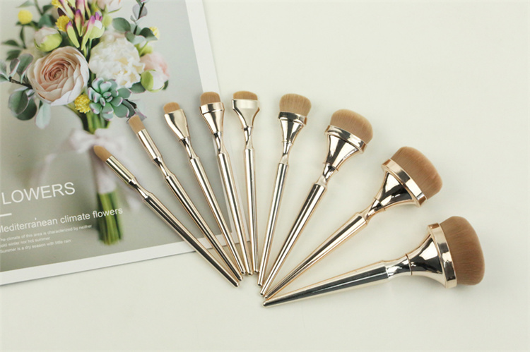 9pcs Golden Makeup Bush Set Portable Custom makeup brushes kit