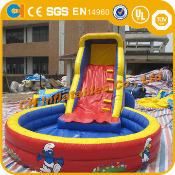 Inflatable combo water slide with pool , inflatable slide combo pool , inflatable cartoon water slide with pool