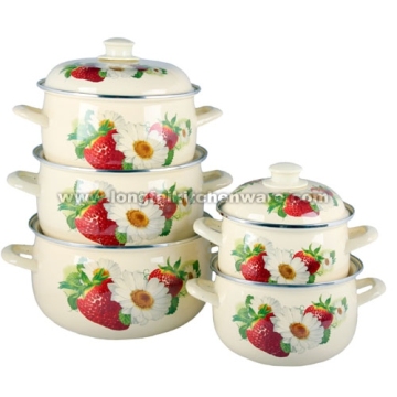 Enamel Turkish Cookware Pot Set with hollow handles