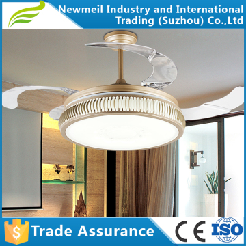 LED display ceiling fan with hidden blades