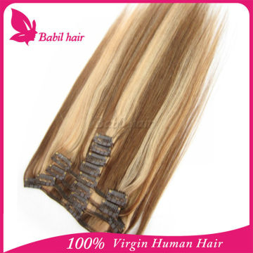 Wholesale clip in hair extension REMY cheap 100% human hair grey color clip in hair extension