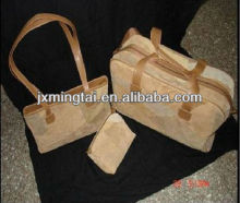 Patch leather travel bag set