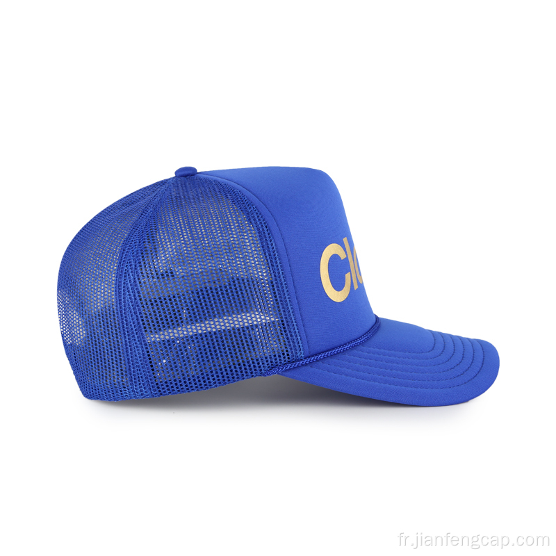 Casquette de baseball 5 panneaux en mousse imprimée dorée