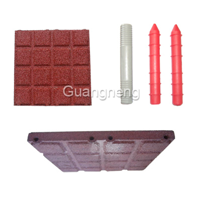 500*500mm Interlocking Rubber Floor Tiles, Rubber Gym Flooring with Pins, Outdoor Rubber Playground Mats