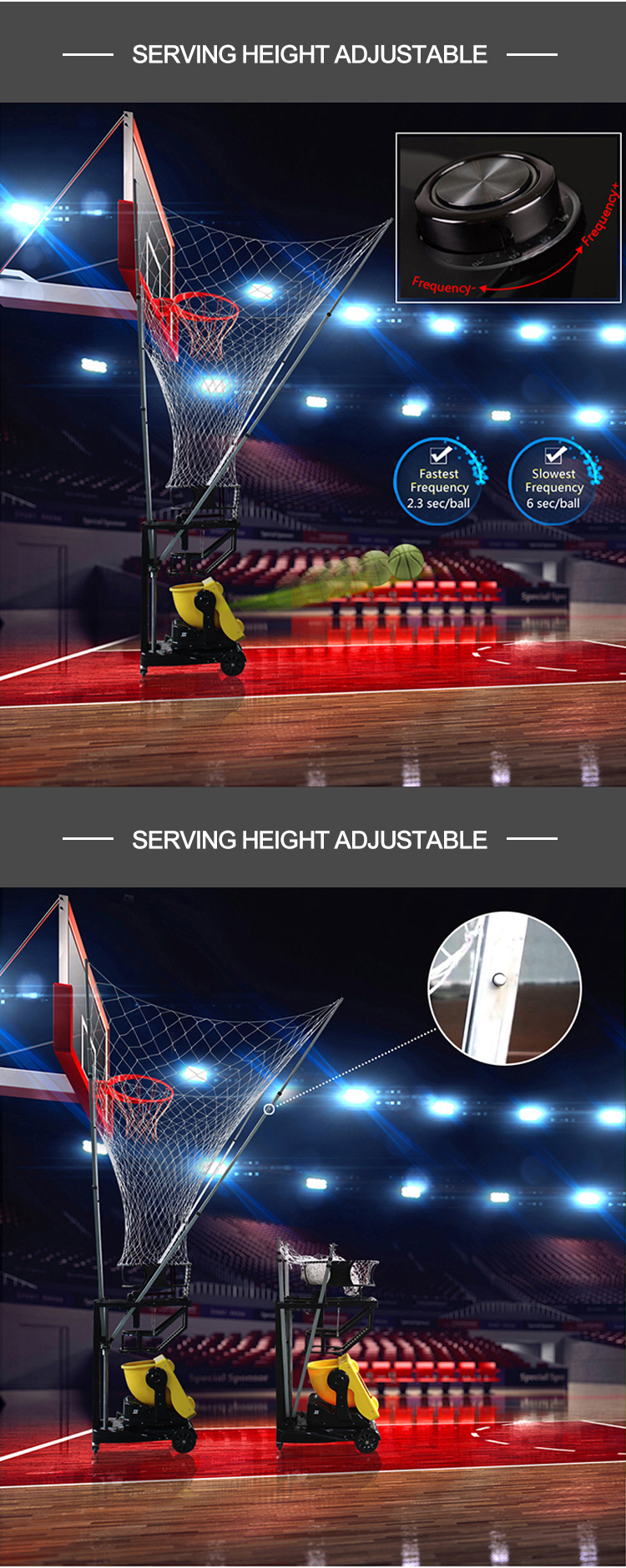 Yeni Kapalı Basketbol Eğitim Cihazı Dayanıklı Basketbol Çekim Makinesi
